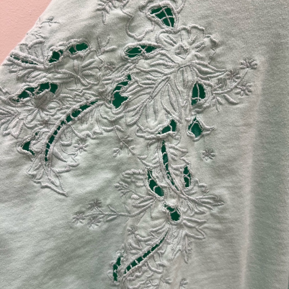 Mint Green Anthropologie Embroidered Sweatshirt - Picture 5 of 6